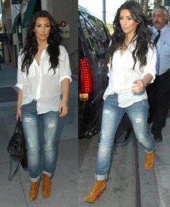 Kim Kardashian Ripped Jeans